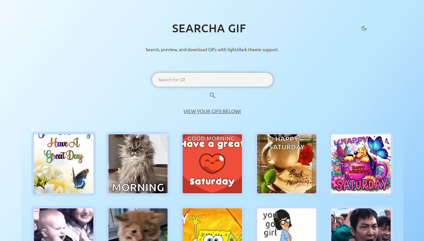 Screenshot of Searcha Gif project interface
